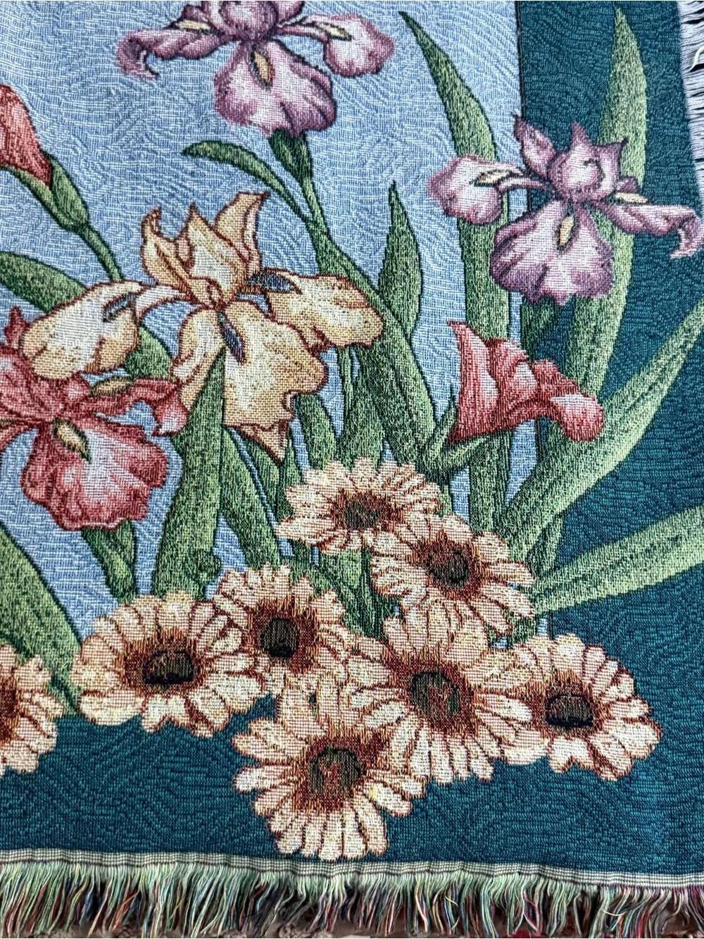 Pure Country Weavers Floral Butterfly Tapestry Throw Blanket 51x60” Woven Fringe